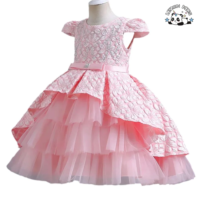 LEZONKIDS - Children's dress printed princess dress little girl dresses for birthday party